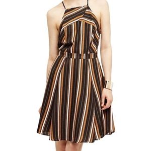 Anthropologie Striped Halter Midi Dress in Black and Brown